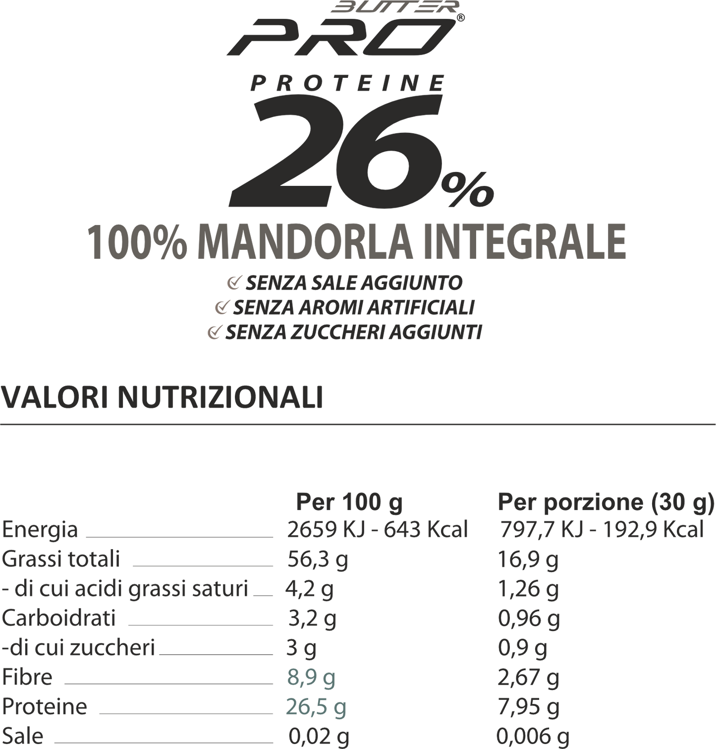 100% Mandorla integrale proteica 250 gr