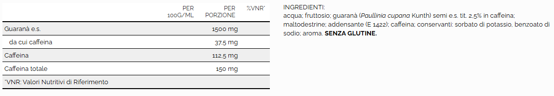 GUARANÀ 1500 mg CAFFÈ stick 10 ml